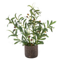 18 Inch Artificial Olive Branches Real Looking Potted Plant Fake Olive Tree with Lifelike Leaves and Fruits in Rustic Black Cement Planter Faux Greenery Plant for Indoor Outdoor Decor