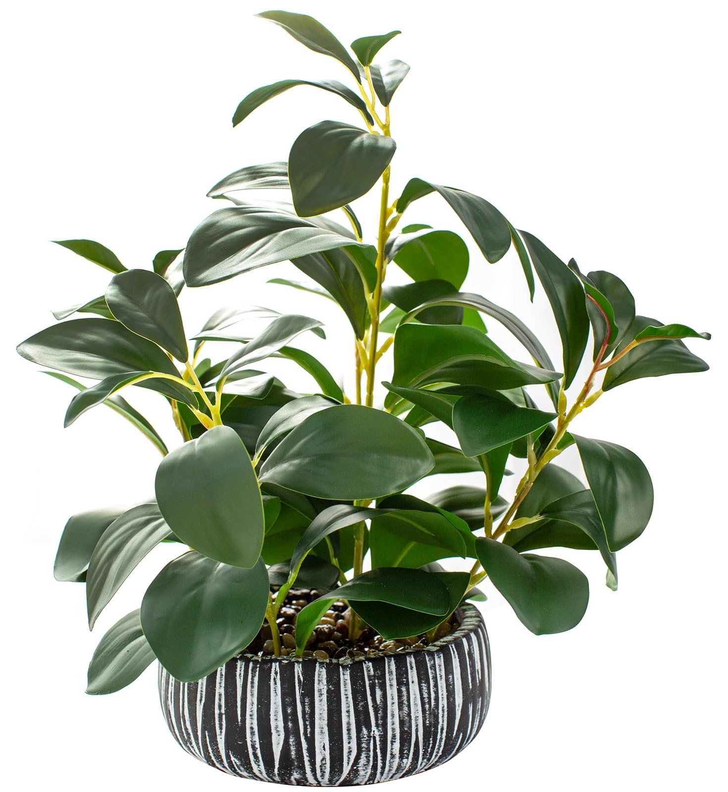 Plants Decor Greenery Fake Succulents Indoor Potted Fake Plant with Rustic Black Clay Planter for Home Decor Farmhouse Room Bathroom Bedroom Kitchen Office Table Decor